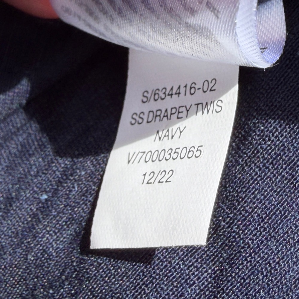 Old Navy NWT Womens 2X Navy Blue Drapey Twist Front Linen Blend Midi Dress - Picture 6 of 7
